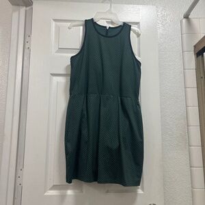 Green and black houndstooth dress